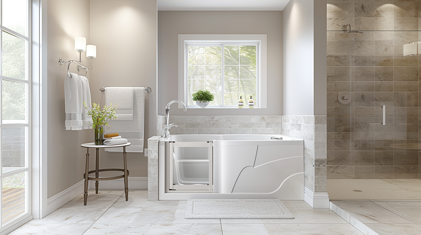 Walk-in tub with safety features